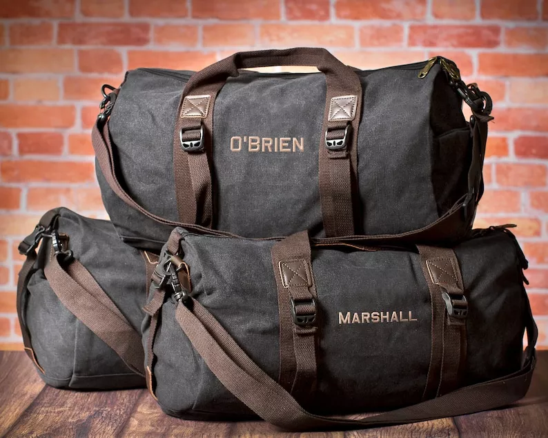canvas duffle bags with personalized embroidery