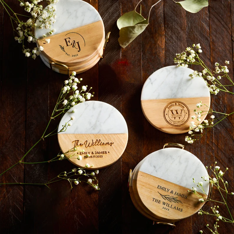 personalized wedding coasters gift for couple