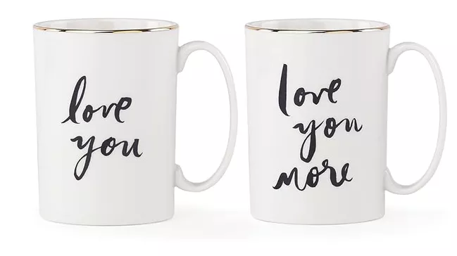 love you love you more coffee mugs set for last-minute wedding gift under $100 that ships fast