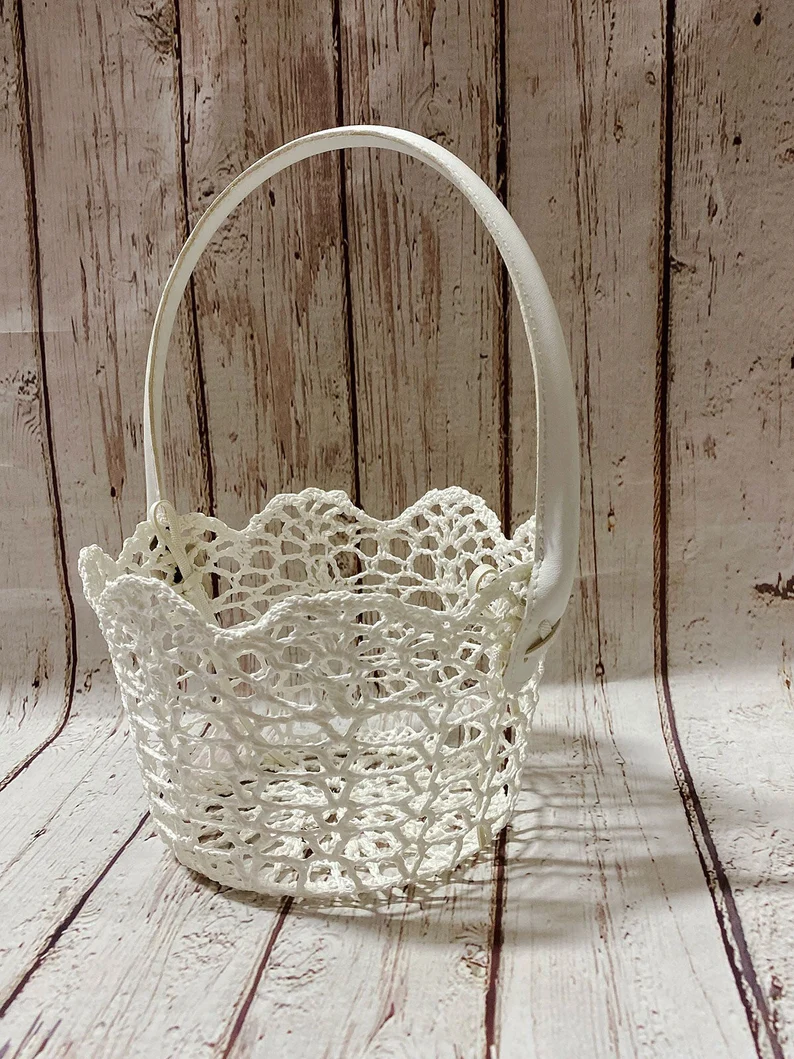 crochet flower girl basket for wedding