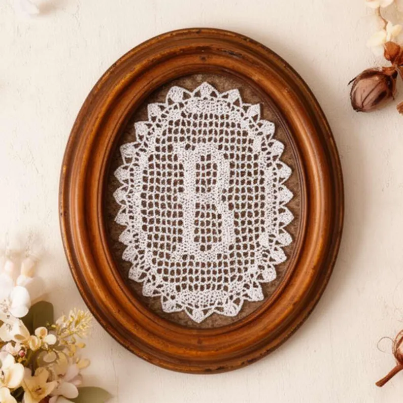 crochet monogram wedding doily