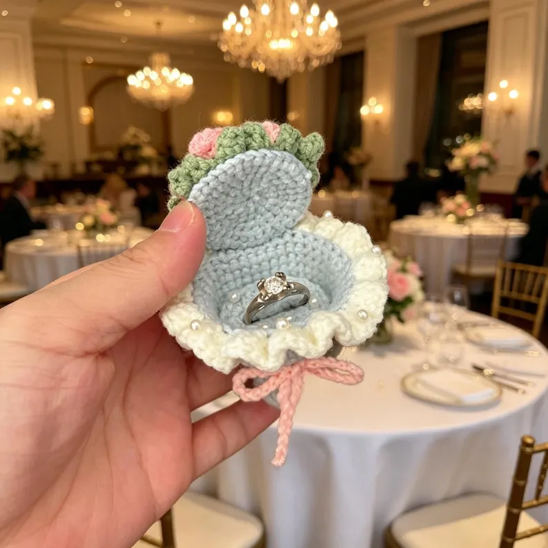 handmade crochet wedding ring box