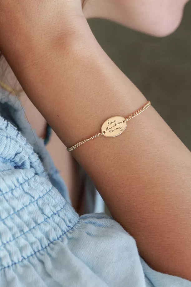 personalized bracelet with custom handwriting engraved for bridesmaid gift