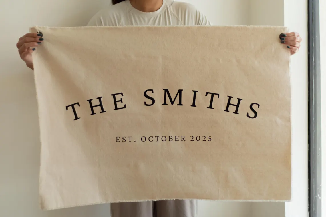personalized last name canvas banner wedding gifts under $100