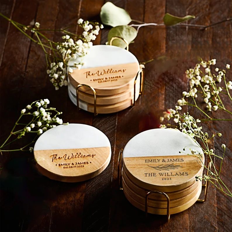 engraved marble coasters wedding gift under 100 dollars