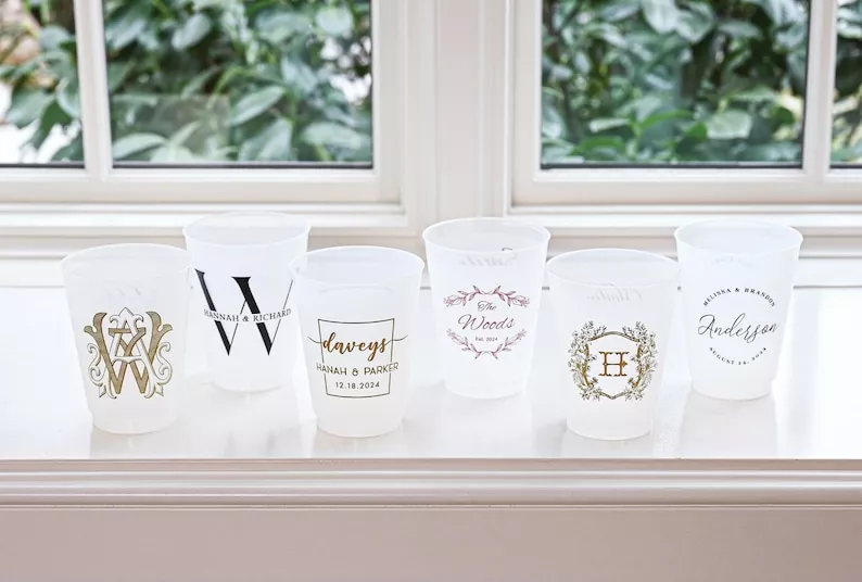 personalized wedding cups for reception bar
