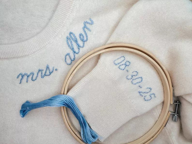 embroidered personalized cashmere sweater for loungewear