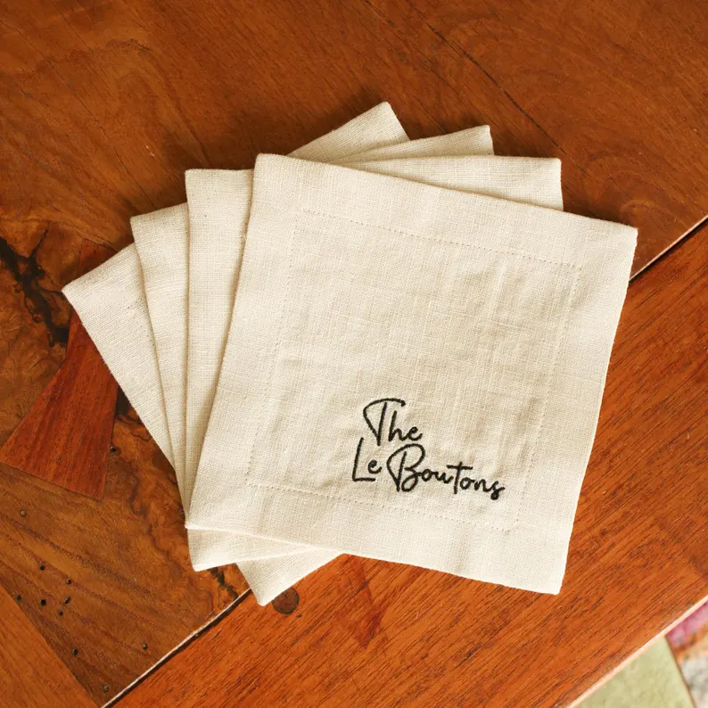 embroidered linen cocktail napkins for wedding gift under $100
