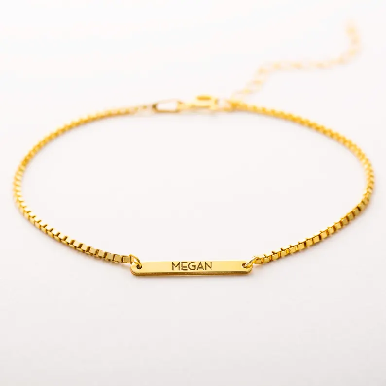 engraved bridesmaid bracelet with initials or wedding date keepsake jewelry