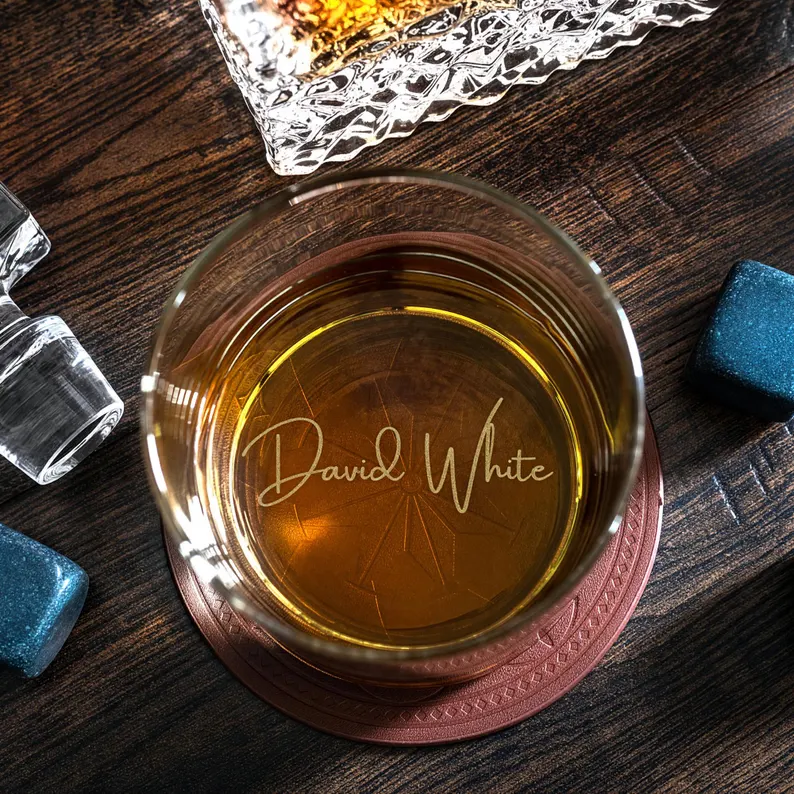 personalized whiskey glass for groomsmen gifts under $50