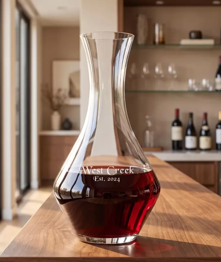 wine decanter with engraving for wedding gift under $100 that looks expensive