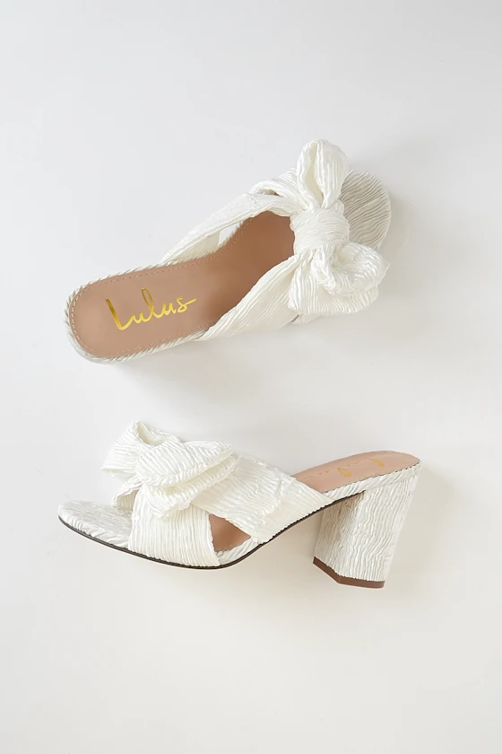 ivory knotted block heels under 100 dollars