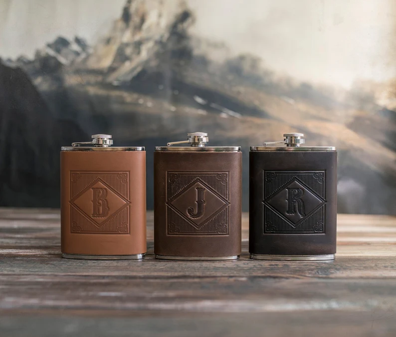 leather hip flask for groomsmen gifts under $50