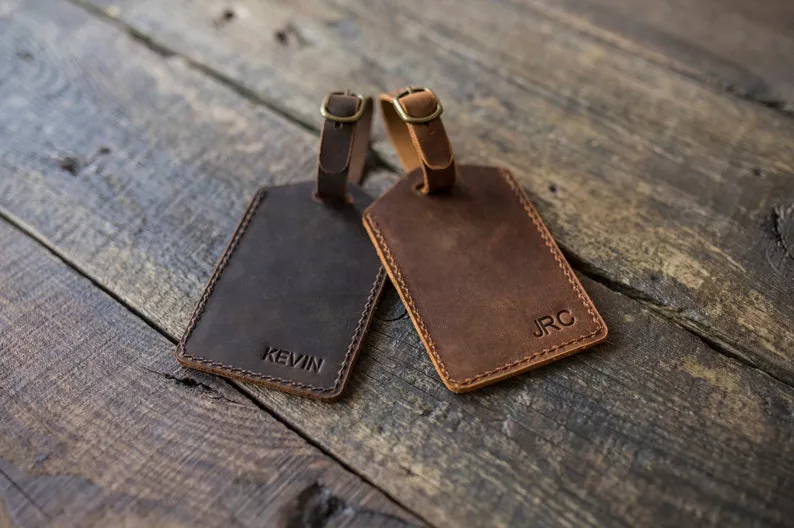 personalized leather luggage tag
