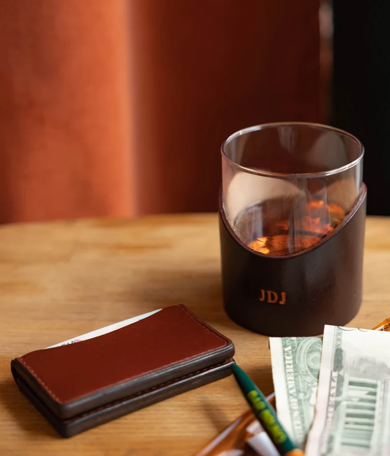 leather rocks glass