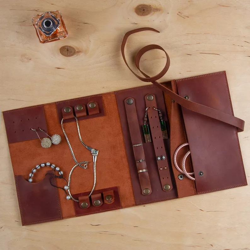 personalized leather travel jewelry case luxury bridesmaid gift