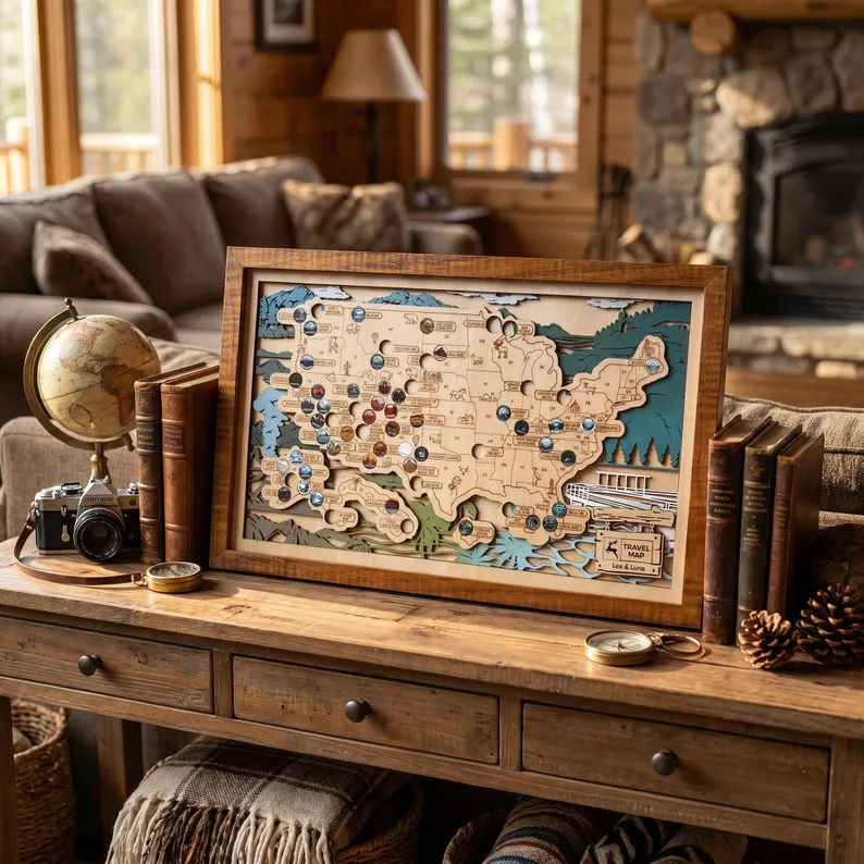 national parks travel map wedding gift under 100 dollars