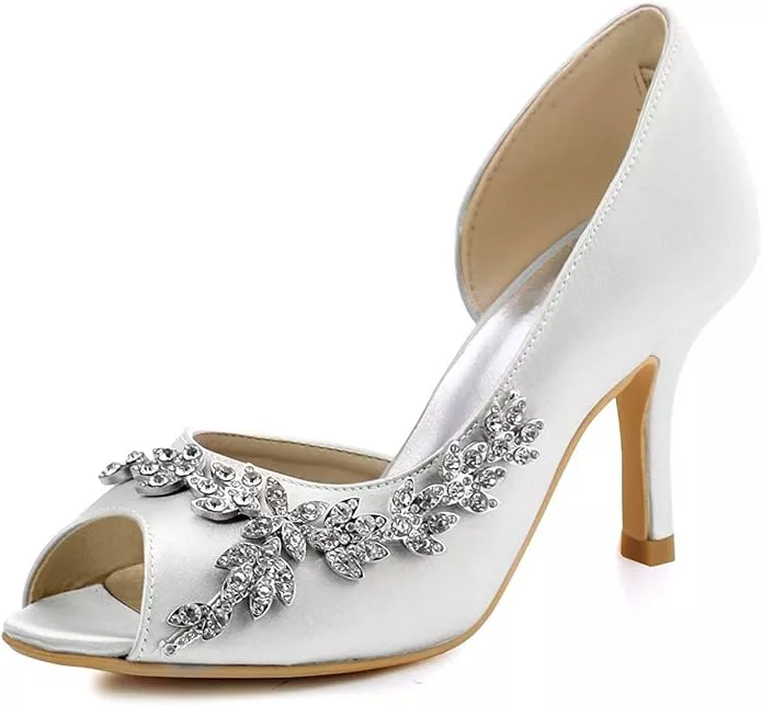low heeled bridal heels with peep toe
