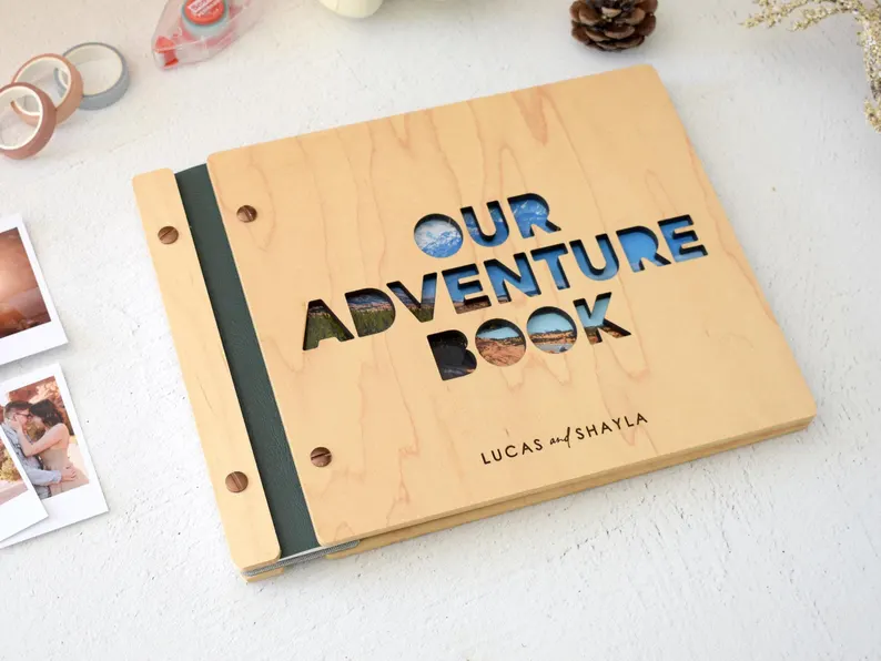 custom adventure book wedding gift personalized with couple's names