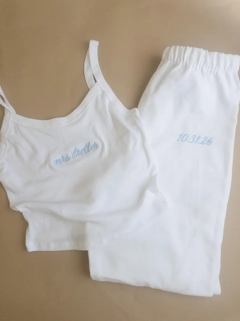 mrs tank top and sweatpants bridal loungewear set