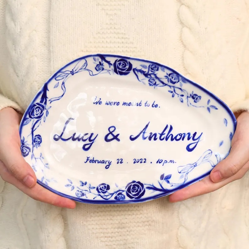 hand-painted wedding dish gift under $100