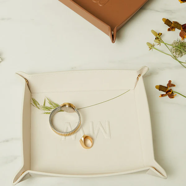 personalized leather valet tray for wedding gift for couples