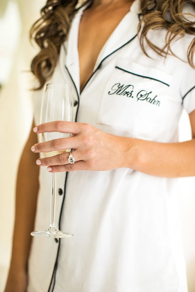 personalized mrs loungewear set for wedding day