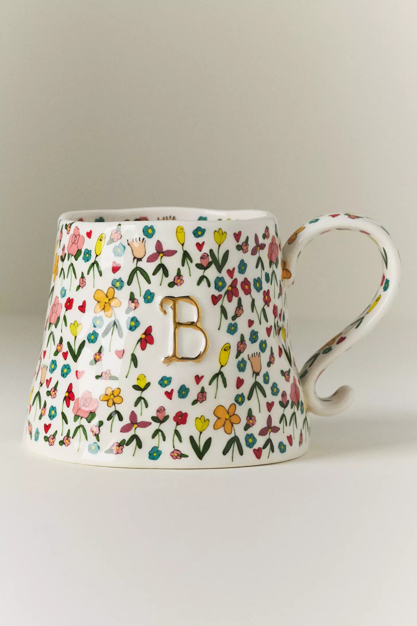 monogram bridesmaid mug with flowers for wedding morning coffee gift