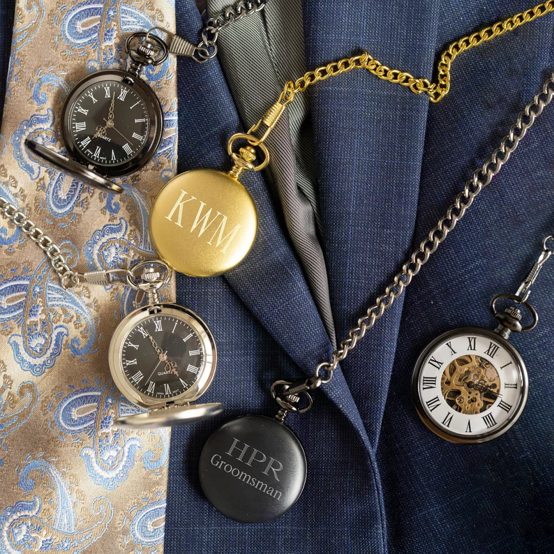 engraved pocket watches groomsmen gifts under $50