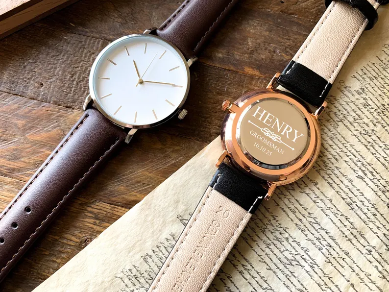 personalized groomsmen watches engraved on the back