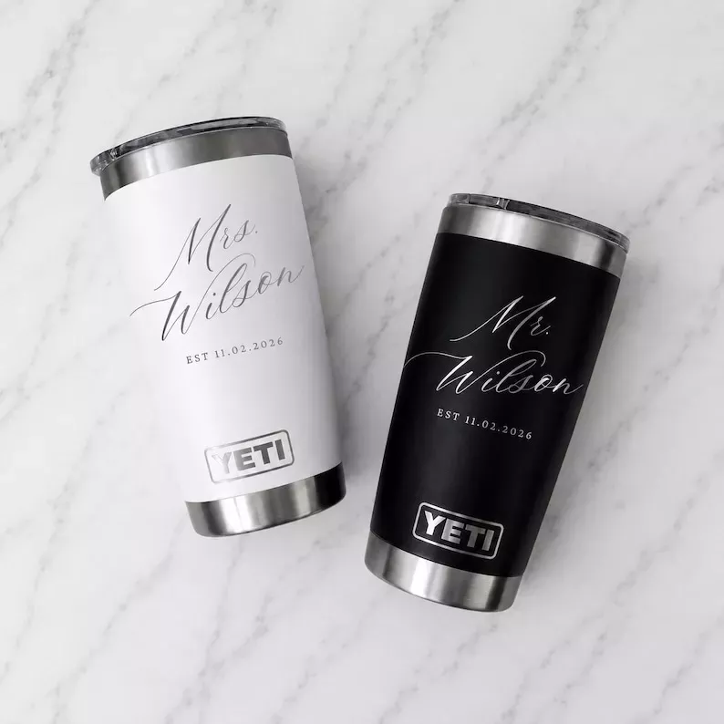 personalized mr and mrs tumbler cups for wedding