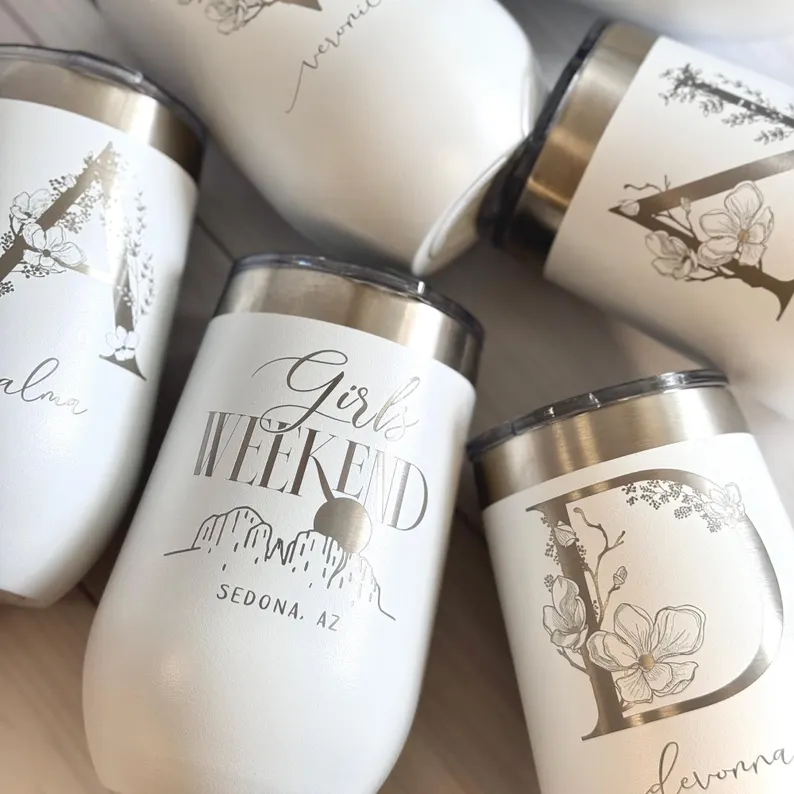 engraved wedding tumbler cups for bridal party
