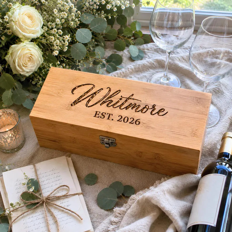 engraved wine box wedding gift under 100 dollars