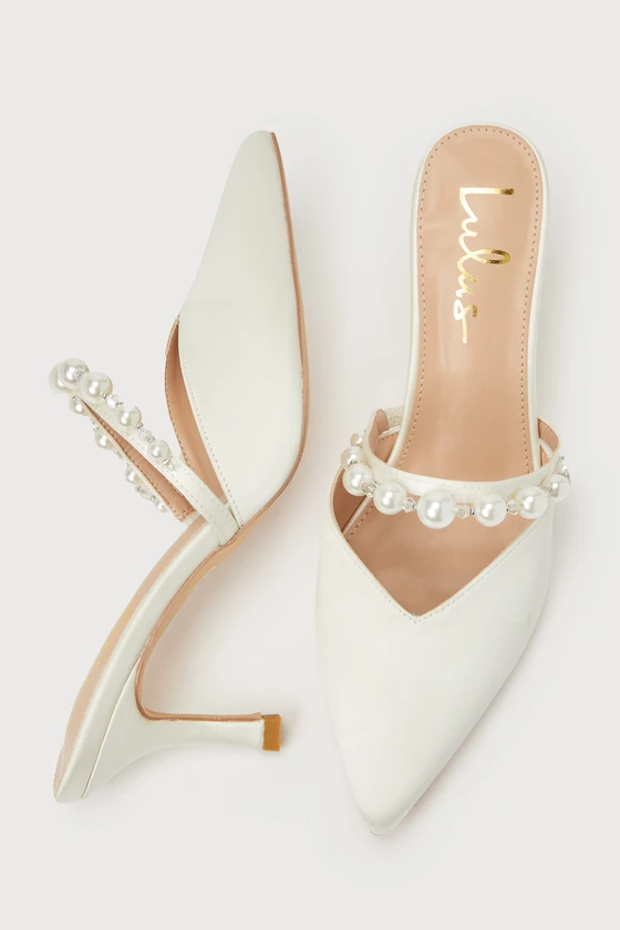 bridal mules with pearls under $100