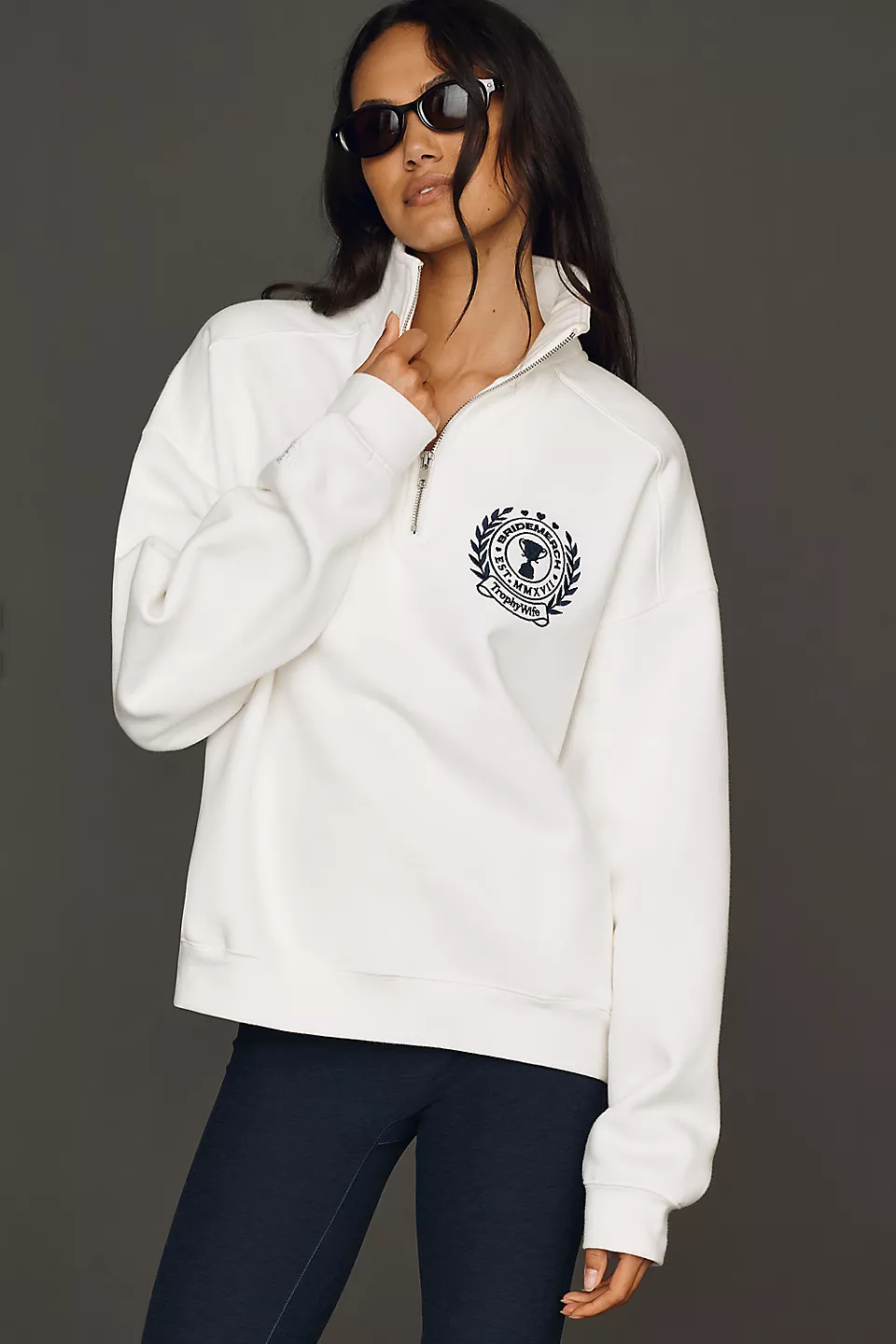 quarter-zip bridal sweatshirt