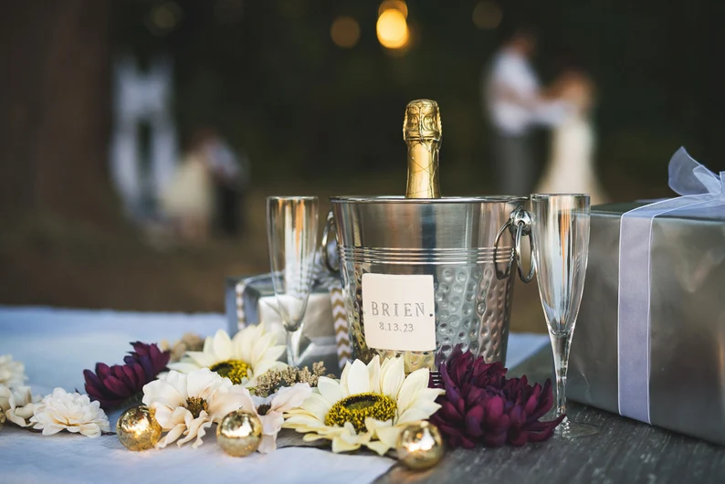 engraved stainless steel wine bucket wedding gift under $100
