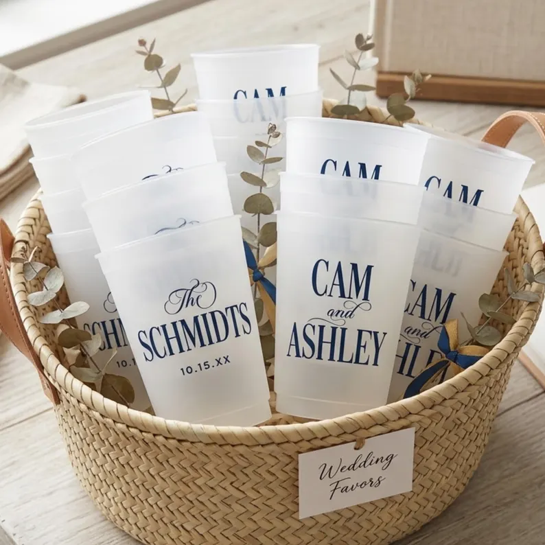 frosted wedding cups personalized