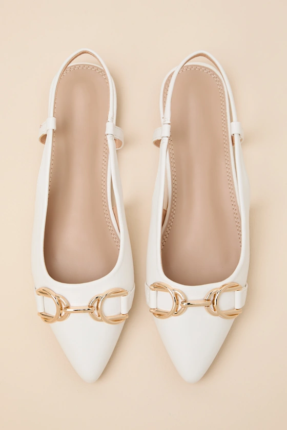 cute white wedding slingback flats under $100