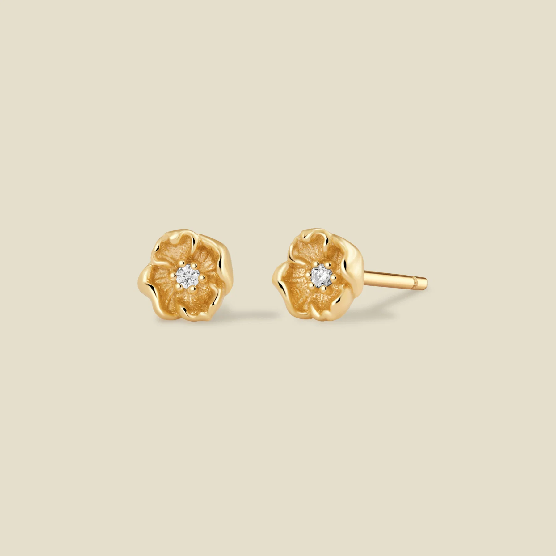 delicate birth flower stud earrings for bride on wedding day