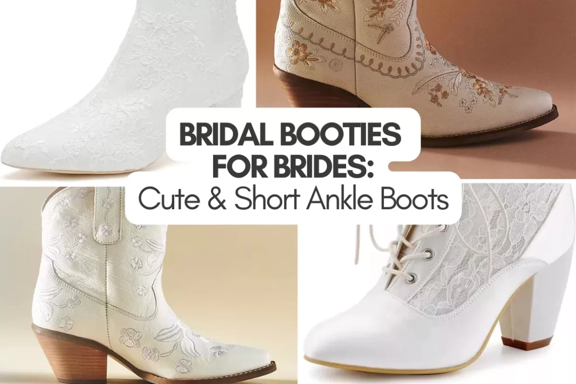 white bridal booties for bride wearing on wedding day