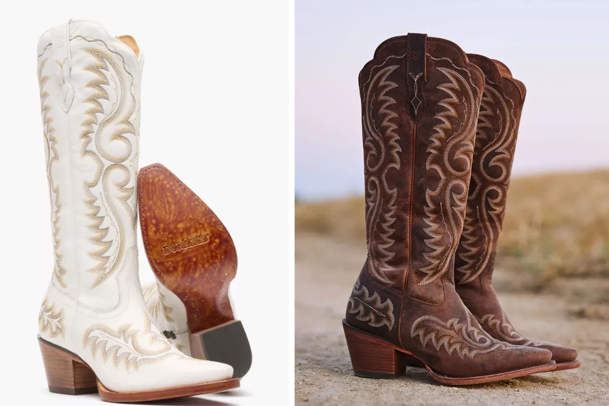 bride wearing Western boots on her wedding day