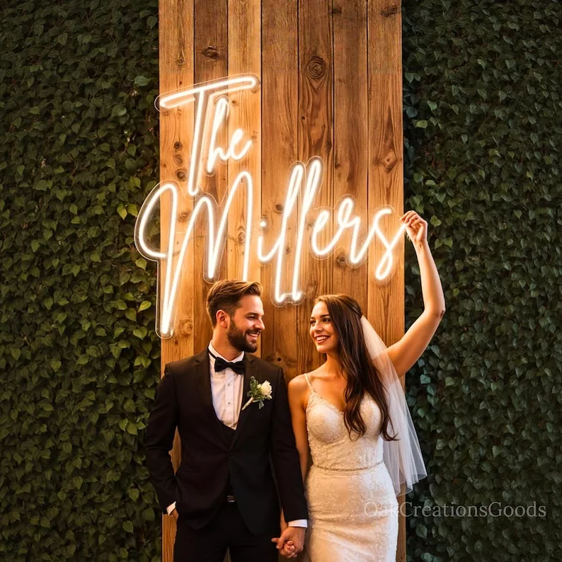 custom neon sign for fall wedding decor backdrop