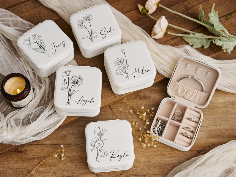travel jewelry box to pair with workshop experience bridesmaid gift