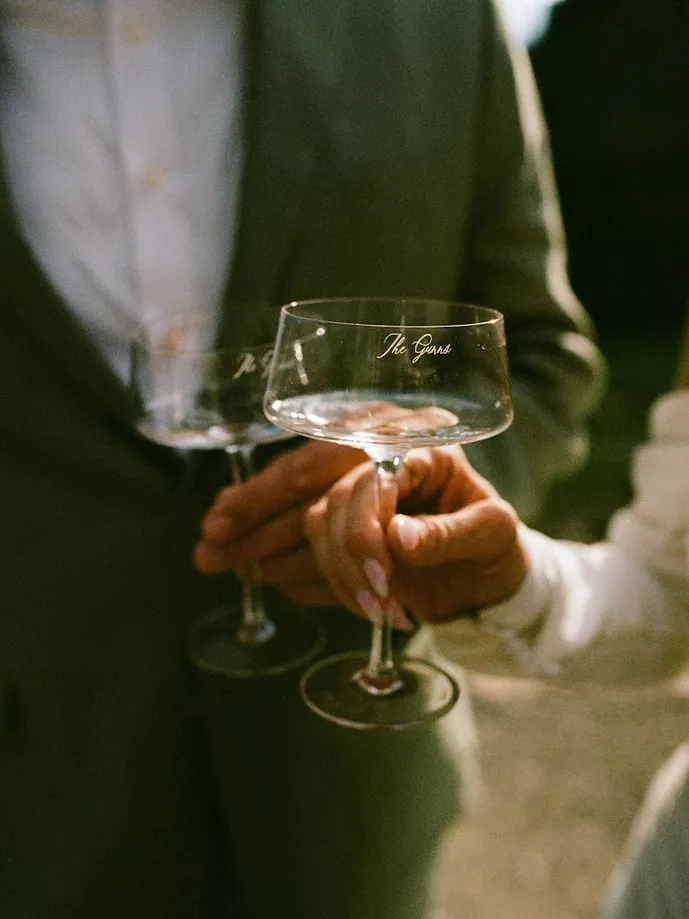 coupe champagne flutes for newly engaged couples gift