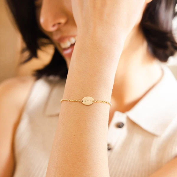 personalized oval charm bracelet for the bride