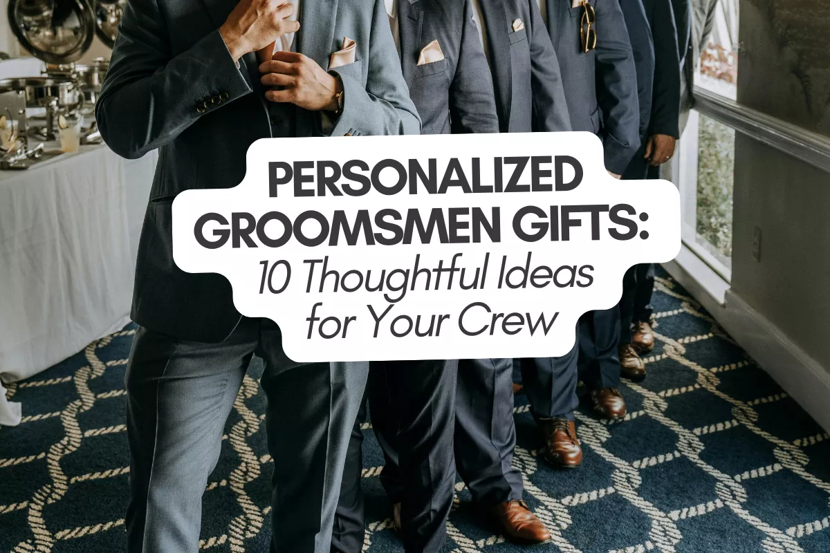 personalized groomsmen gifts including custom leather wallets, engraved keepsakes, and wedding party gift ideas