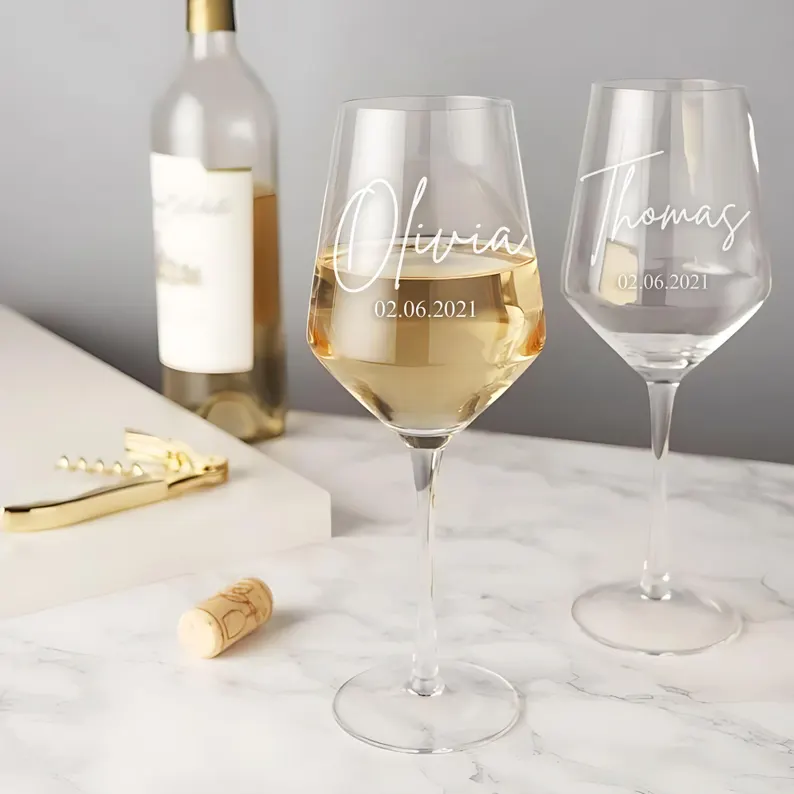 wine glasses personalized to go with bridesmaid experience gifts
