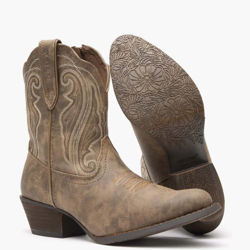 short brown ankle bridal booties