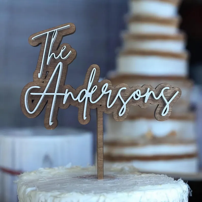 personalized name wedding cake topper for reception decor idea