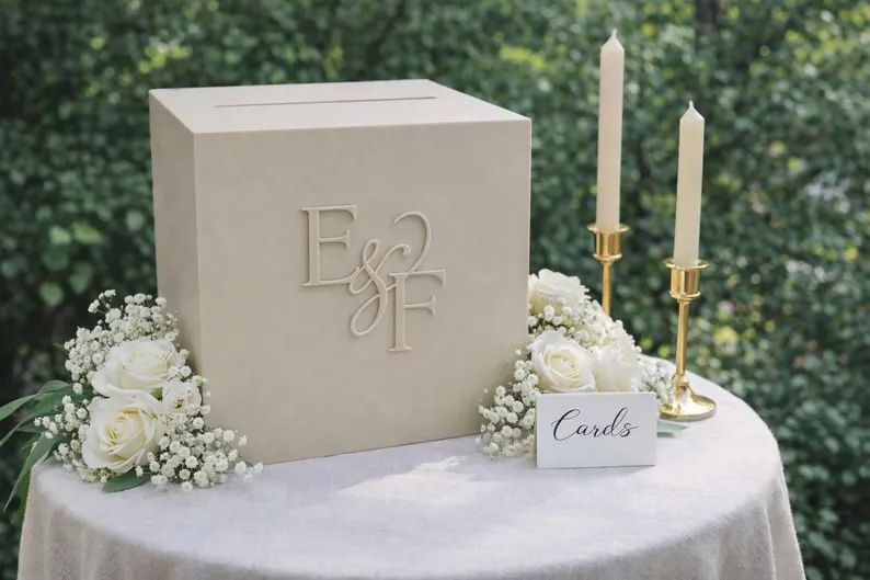 wedding card box table and decoration idea